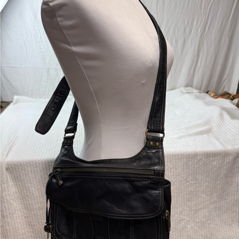 Fossil Black Leather Messenger Bag